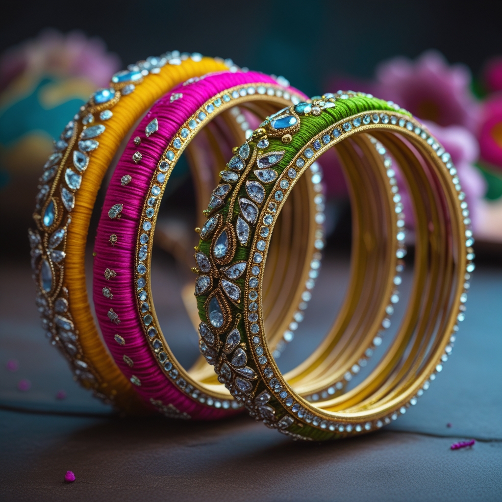 Silk thread bangles set for wedding wear