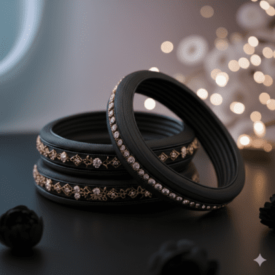 pure black silk thread bangles