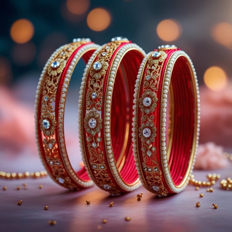 Maroon paired with Gold Colour silk thread bangles