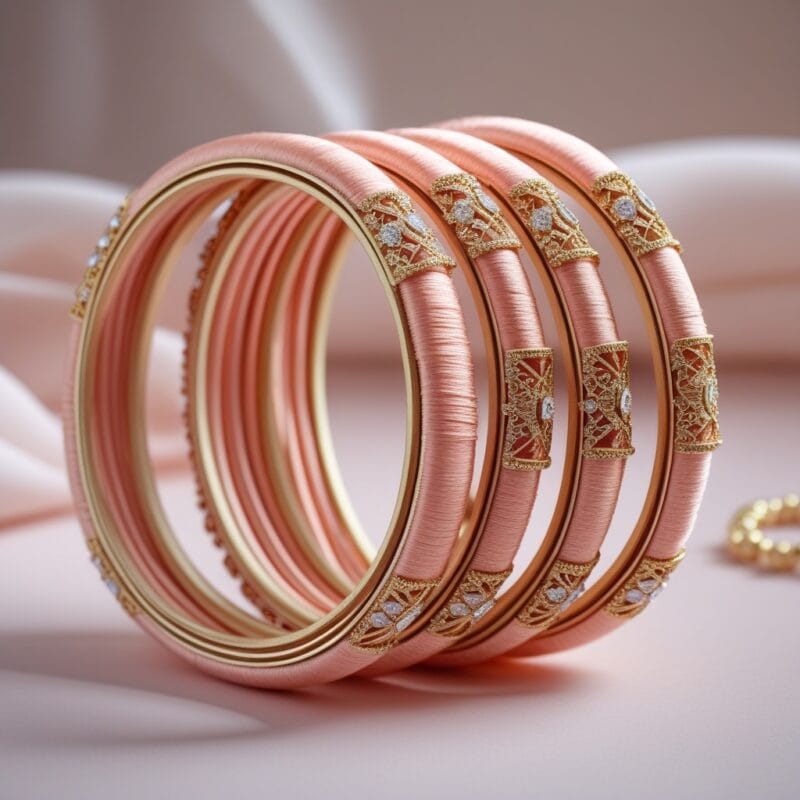 pastel pearl silk thread bangles for engagement