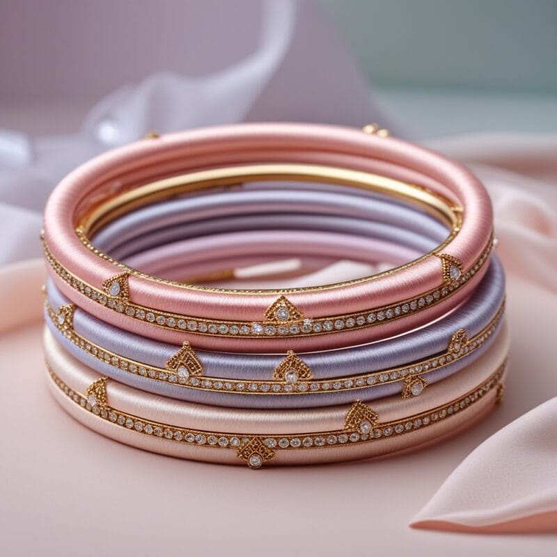 Pastel floral silk bangles perfect for Haldi celebration styling