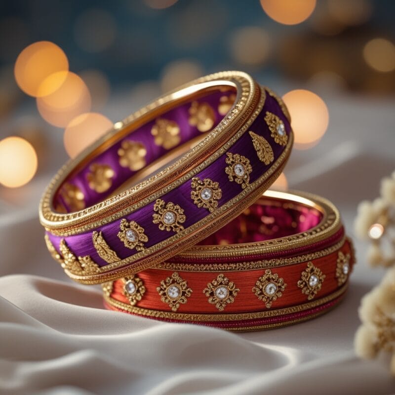 Handmade bridal silk bangles in vibrant colors for weddings