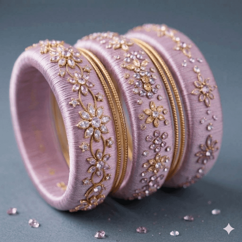 Designer pastel silk thread bangles collection styling