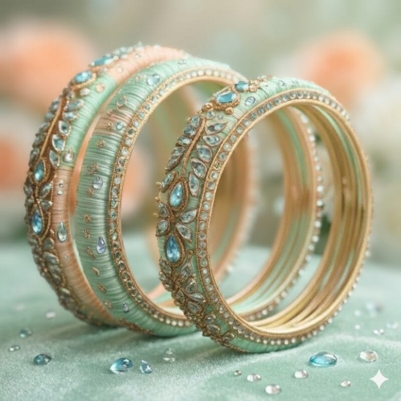 Premium pastel silk thread bangles design with detailing ideas