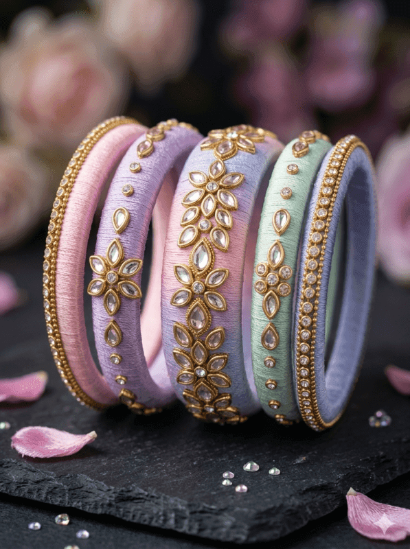 Elegant Silk Thread Bangles Matching with Lehenga