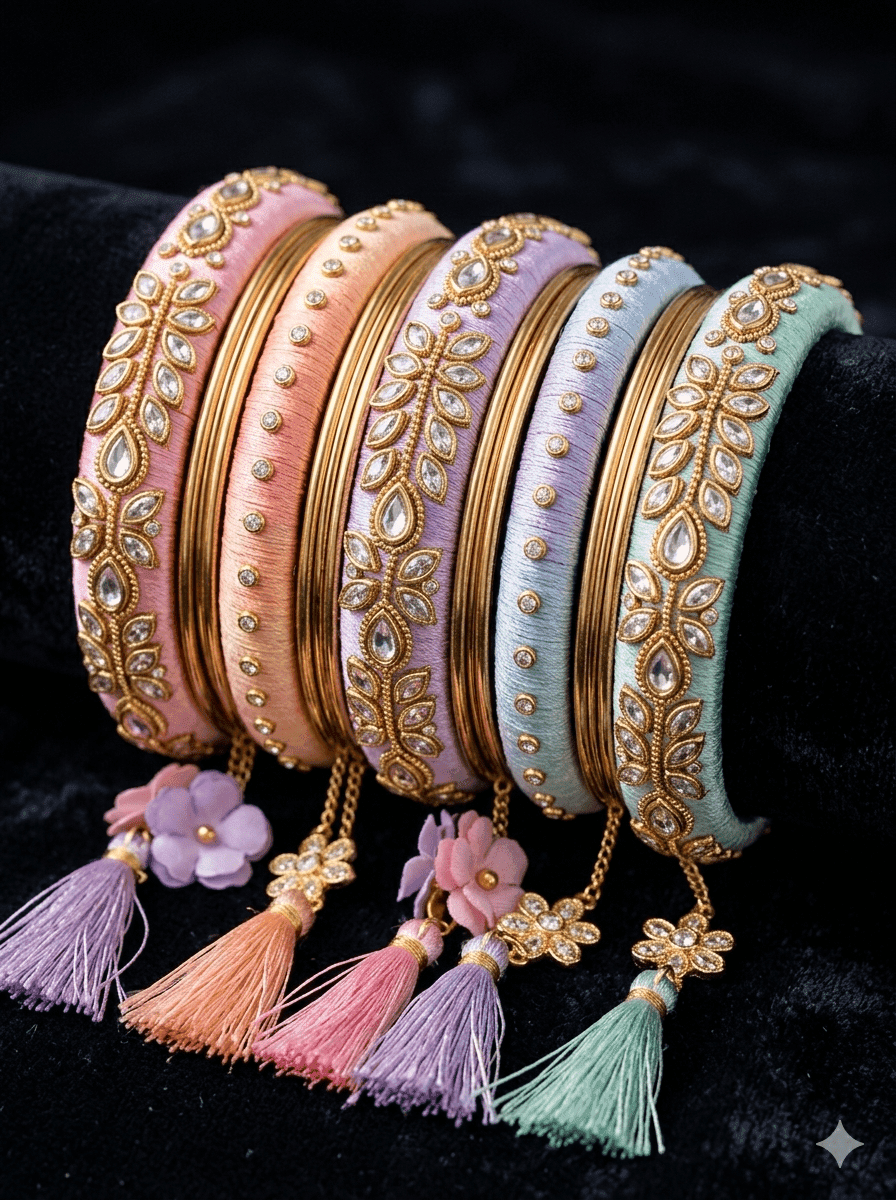Stylish minimal silk thread bangles for modern look