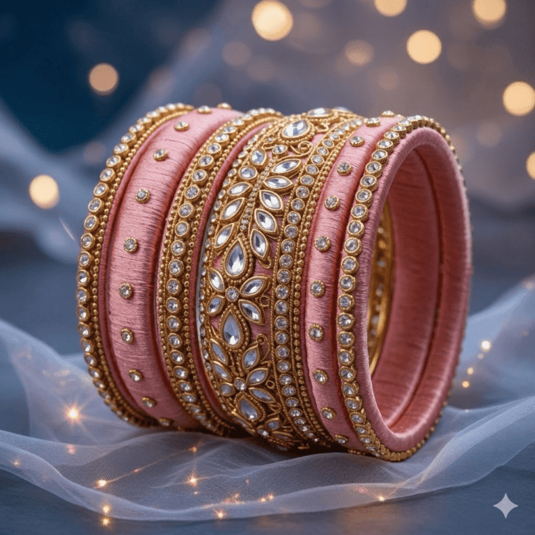 Bridal Kundan Silk Thread Bangles for Pre Wedding look