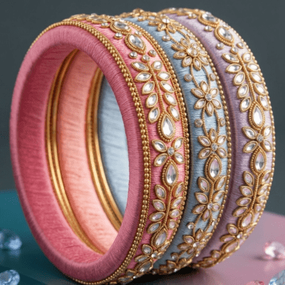 modern silk thread bangles color combination