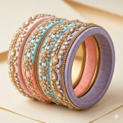 statement silk thread bangles bold colors