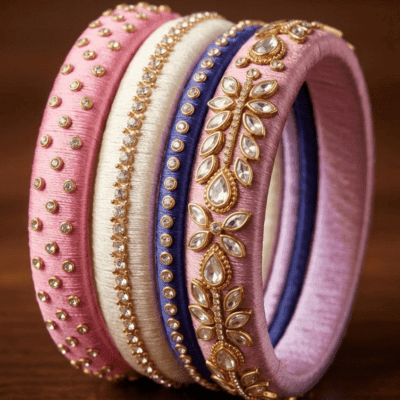 trendy silk thread bangles bold color combinations