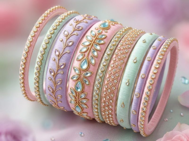 Elegant pastel silk thread bangles designed for modern styling