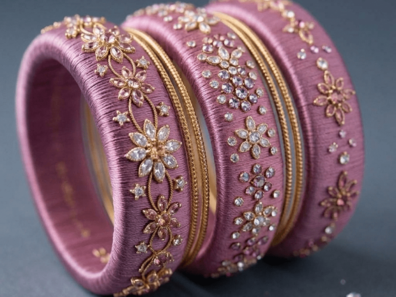 Engagement pastel silk thread bangles soft elegant look
