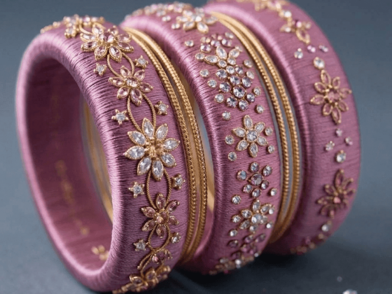 Engagement pastel silk thread bangles soft elegant look