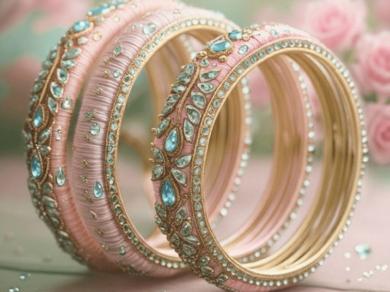 Subtle luxury pastel silk bangles aesthetic look
