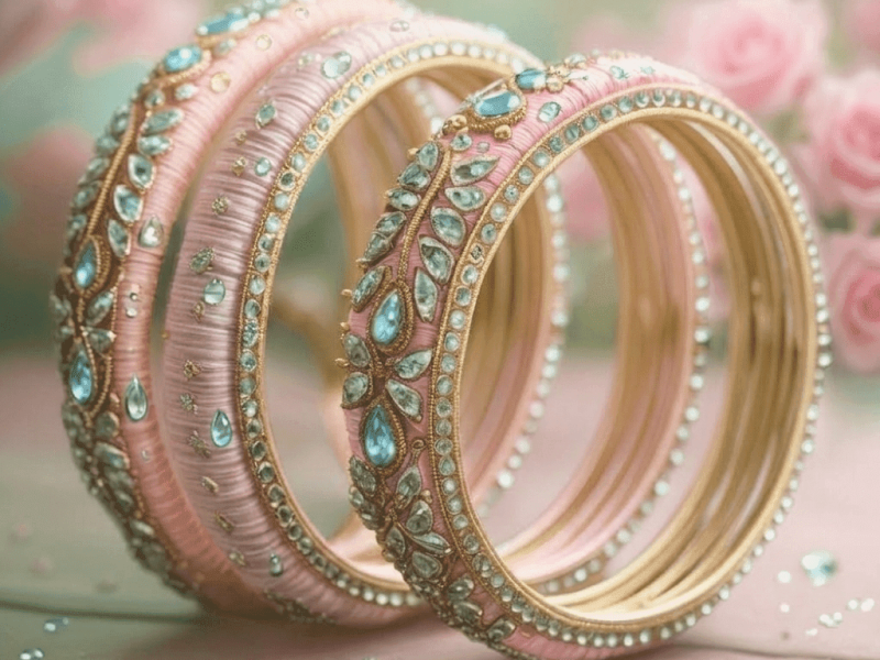 Subtle luxury pastel silk bangles aesthetic look