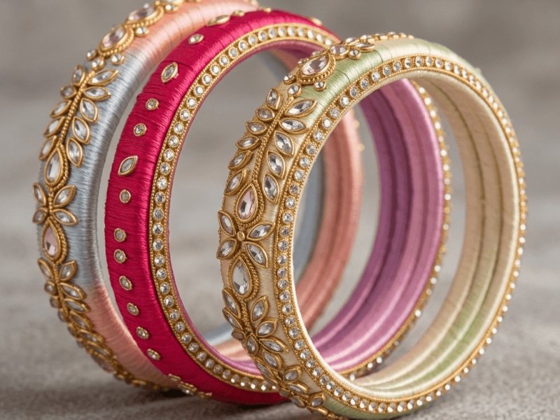 Pastel silk thread bangles for wedding