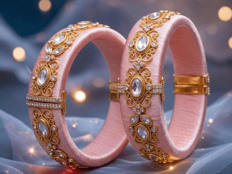 Premium Kundan Silk Thread Bangles for Pre Wedding function