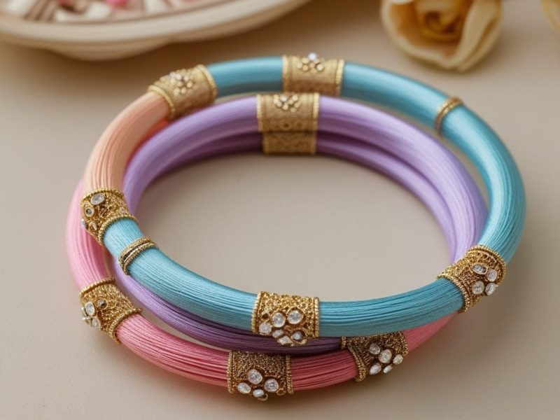 Purple modern tradition silk bangles for saree styling