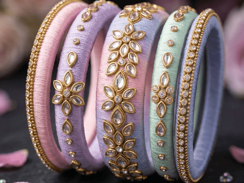 Elegant Silk Thread Bangles Matching with Lehenga