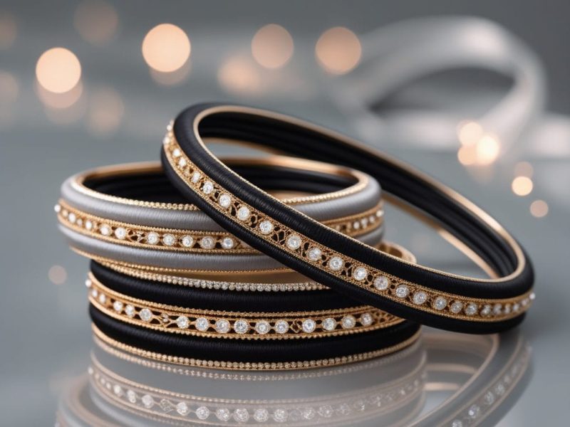 Handcrafted silk bangles with gold accents