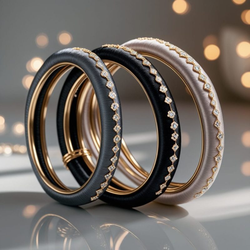 Handcrafted silk bangles with grey