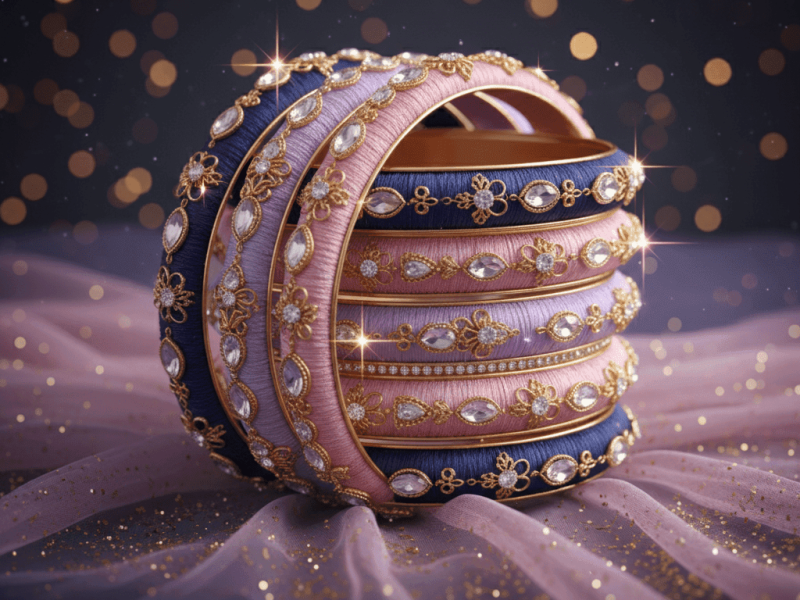 Pastel silk thread bangles for Engagement ceremony