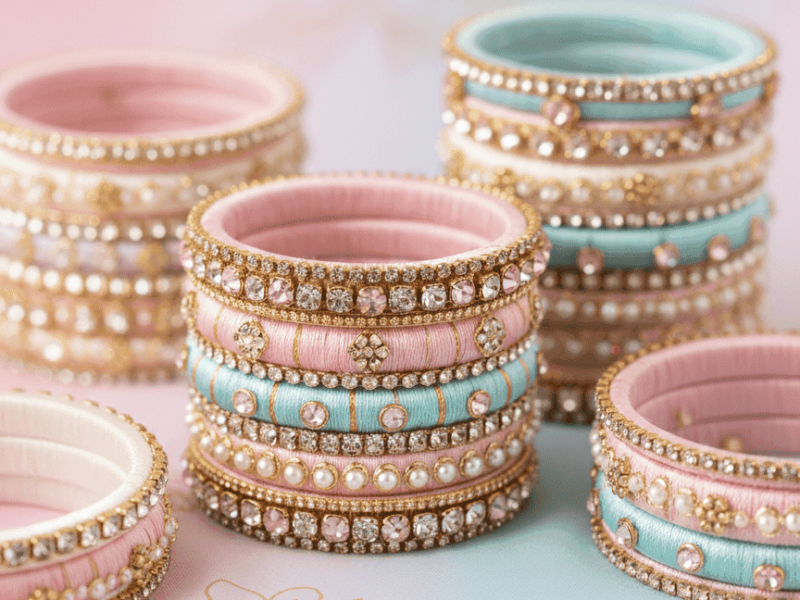 Stunning handmade silk thread bangles in pastel and vibrant colors for weddings and festivals