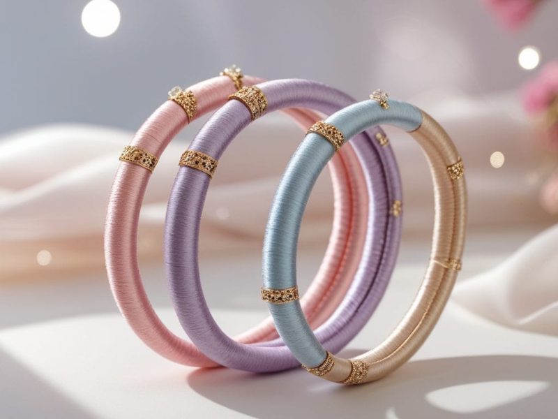 Contemporary dual tone silk thread bangle styling